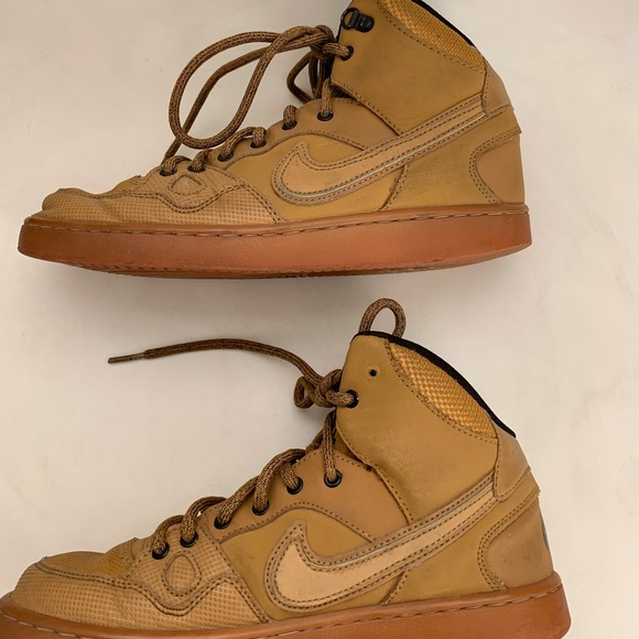 Nike Son of Force Mid Winter Wheat 807392-700 monochrome tan high top sneakers - Picture 5 of 10